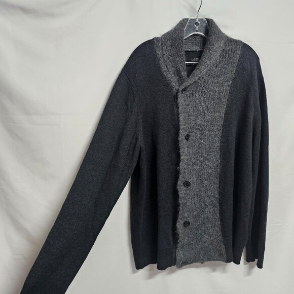 AllSaints Shawl Neck Cardigan Sweater Men Size XXL Gray Charcoal Cotton blend - Picture 6 of 12